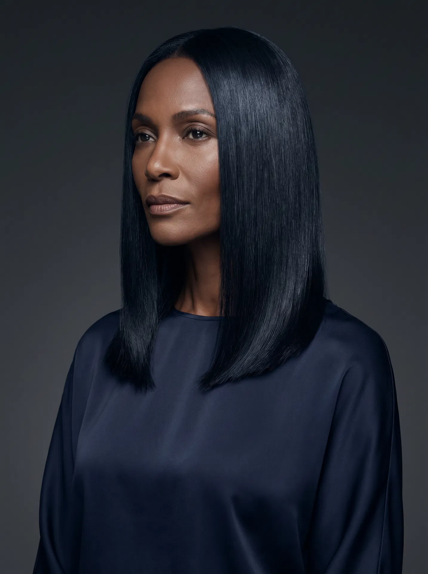 Onyx — Hair Topper model, jet black hair topper