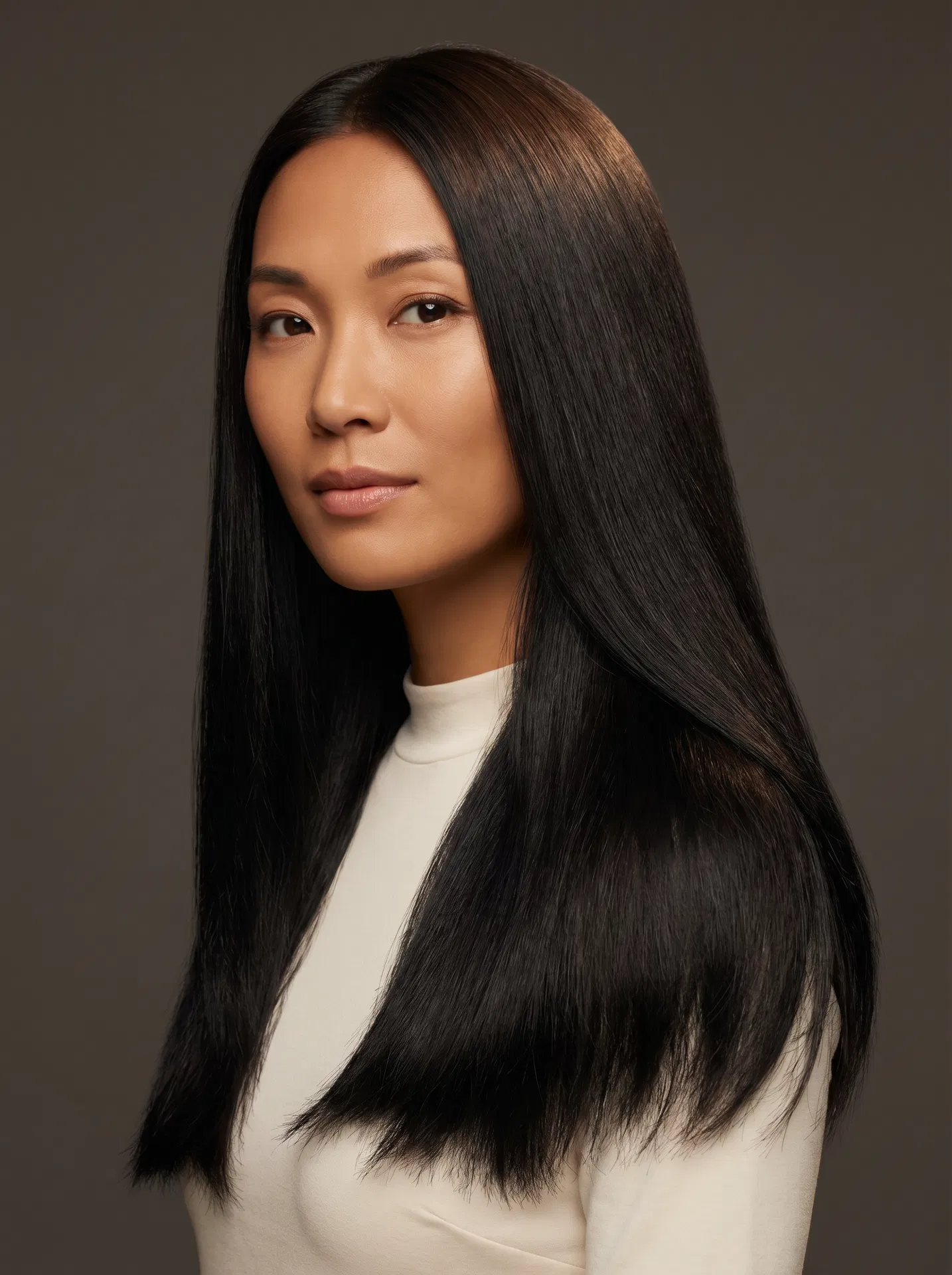 Vison — Zora Wisp Weft model, near-black warm brown hair extensions